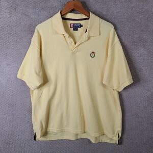 Vintage Chaps Ralph Lauren Shirt Mens XL Yellow‎ Cotton Short Sleeve Polo Crest